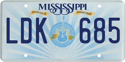 MS license plate LDK685