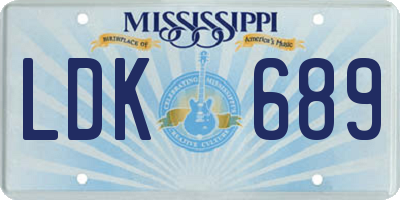 MS license plate LDK689