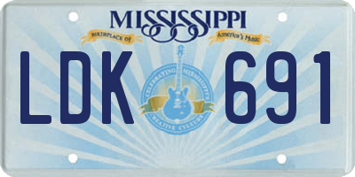 MS license plate LDK691