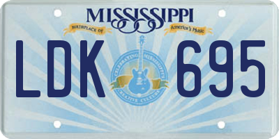 MS license plate LDK695