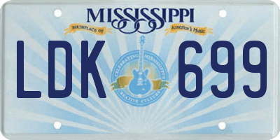 MS license plate LDK699