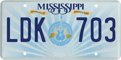 MS license plate LDK703