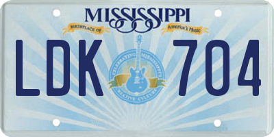MS license plate LDK704