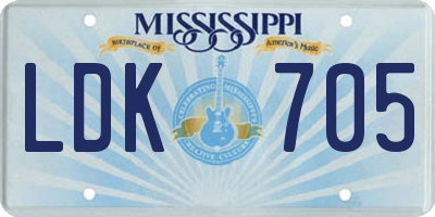 MS license plate LDK705