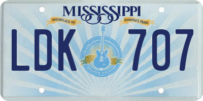 MS license plate LDK707