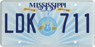 MS license plate LDK711