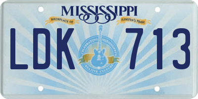 MS license plate LDK713
