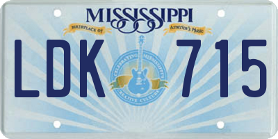 MS license plate LDK715