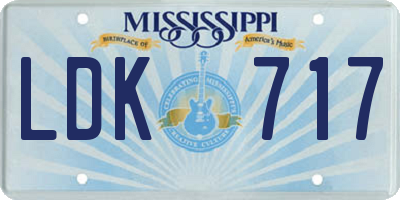 MS license plate LDK717