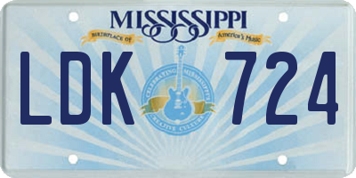 MS license plate LDK724
