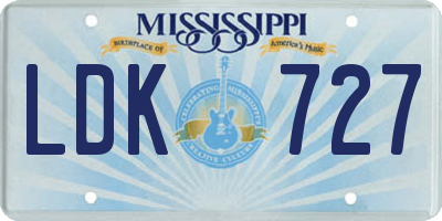 MS license plate LDK727