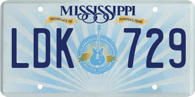 MS license plate LDK729