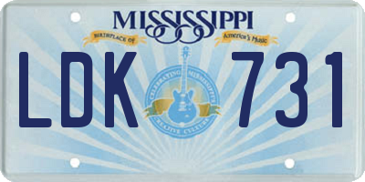 MS license plate LDK731