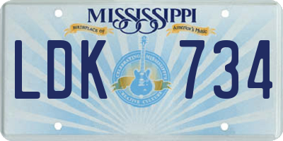 MS license plate LDK734
