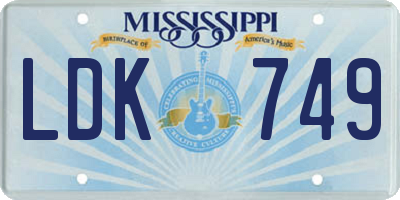 MS license plate LDK749