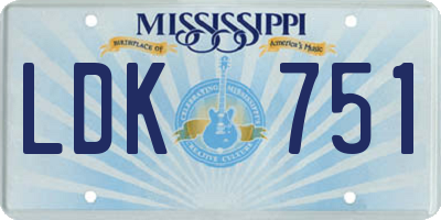 MS license plate LDK751