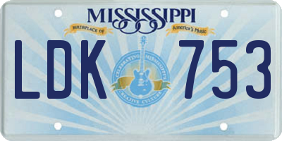 MS license plate LDK753