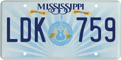 MS license plate LDK759