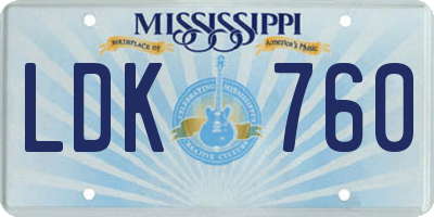 MS license plate LDK760
