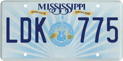 MS license plate LDK775