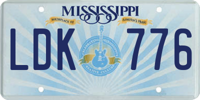 MS license plate LDK776