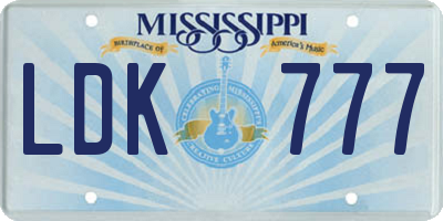 MS license plate LDK777