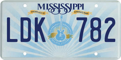 MS license plate LDK782