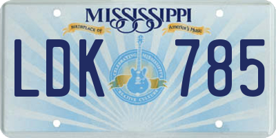 MS license plate LDK785