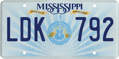 MS license plate LDK792