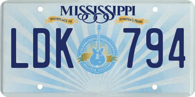 MS license plate LDK794