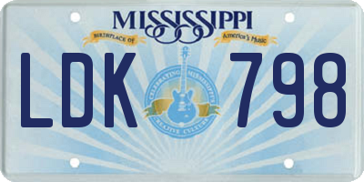 MS license plate LDK798
