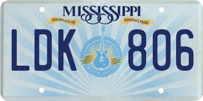 MS license plate LDK806