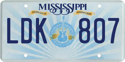 MS license plate LDK807