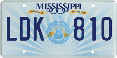 MS license plate LDK810