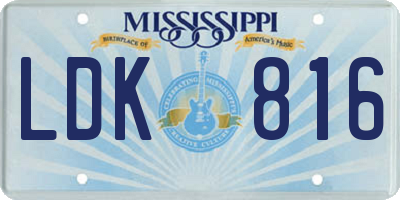 MS license plate LDK816