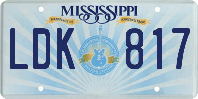 MS license plate LDK817
