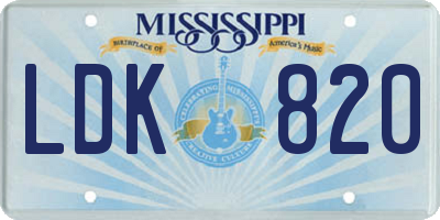 MS license plate LDK820