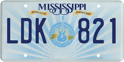 MS license plate LDK821