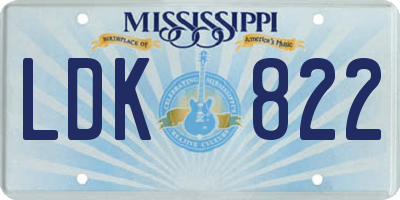 MS license plate LDK822
