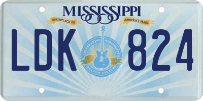 MS license plate LDK824