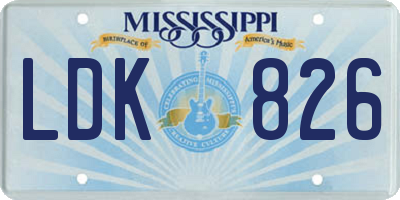 MS license plate LDK826