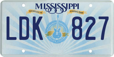 MS license plate LDK827