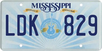MS license plate LDK829