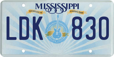 MS license plate LDK830