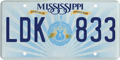 MS license plate LDK833