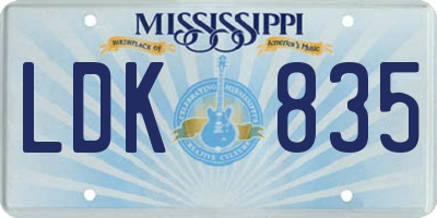 MS license plate LDK835