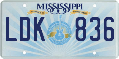 MS license plate LDK836