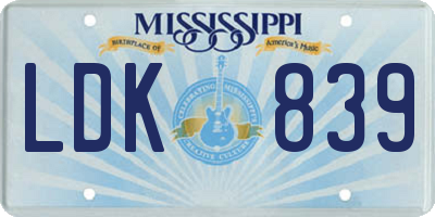 MS license plate LDK839