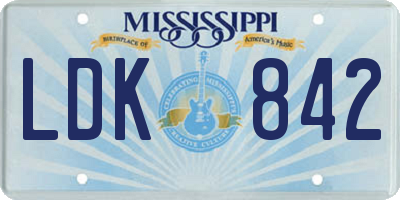 MS license plate LDK842
