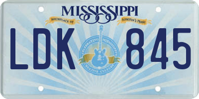 MS license plate LDK845